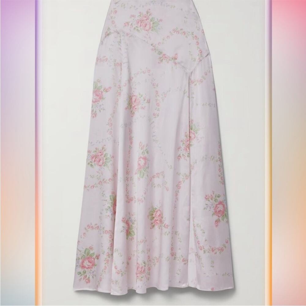 LOVESHACKFANCY Ziggy Silk Maxi Skirt, Angelic Pink 4 - Picture 5 of 9